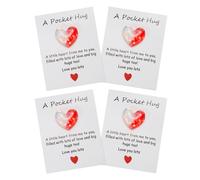 PATIKIL 4 Pack Pocket Hug Heart with Greeting Card, Pocket Hug Token Love Cards Cute A Little Resin Heart Shape Bulk for Friends Long Distance Relationship Gifts, White Red
