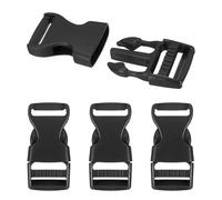 PATIKIL 4 Pack Quick Side Release Buckle, 1"(25mm) Plastic Buckle Clip Dual Adjustable Belt Snap Fasteners Clasp for Backpack Outdoor Paracord Bracelets Pet Collar, Black