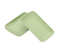 PATIKIL 4 Pack Wheat Plates, 7"x5" Rectangular Plastic Dinner Plates Reusable Wheat Plates Unbreakable Dessert Plates Trays for Dinner Cake Fruits Salad Cupcake Steak, Green