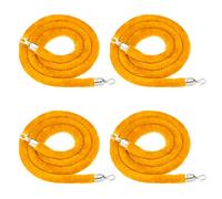 PATIKIL 4 Pack Yellow Velvet Stanchion Rope, 8 Ft Crowd Control Ropes Barrier Hanging Rope with Stainless Steel Silver Plated Hooks for Carpet Events Movie Theaters Opening Activities