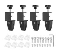 PATIKIL 4 Pcs 1/8" to 1/2" Adjustable Desk Divider Partition Clips, Aluminum Sneeze Guard Support Clamps Desktop Divider Clips for Offices Stores, Counter Privacy Panel,Black