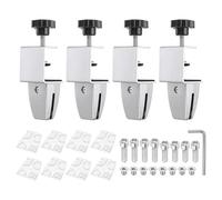 PATIKIL 4 Pcs 1/8" to 1/2" Adjustable Desk Divider Partition Clips, Aluminum Sneeze Guard Support Clamps Desktop Divider Clips for Offices Stores, Counter Privacy Panel,Silver