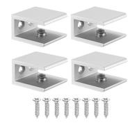 PATIKIL 4 Pcs Adjustable Frameless Glass Shelf Bracket, 10-12 mm Shower Glass Clamp Clip Wall Mounted Zinc Alloy Clamp Holder Rectangular for Wall Wood Shower Acrylic Shelf Brushed, Silver