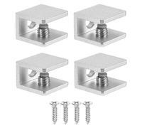 PATIKIL 4 Pcs Adjustable Frameless Glass Shelf Bracket, 6-8 mm Shower Glass Clamp Clip Wall Mounted Zinc Alloy Clamp Holder Rectangular for Wall Wood Shower Acrylic Shelf Brushed, Silver