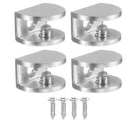 PATIKIL 4 Pcs Adjustable Frameless Glass Shelf Bracket, 6-8 mm Shower Glass Clamp Clip Wall Mounted Zinc Alloy Clamp Holder Half Round for Wall Wood Shower Acrylic Shelf Brushed, Silver