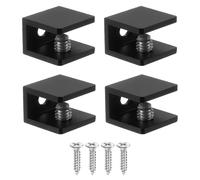 PATIKIL 4 Pcs Adjustable Frameless Glass Shelf Bracket, 6-8 mm Shower Glass Clamp Clip Wall Mounted Zinc Alloy Clamp Holder Rectangular for Wall Wood Shower Acrylic Shelf Brushed, Black