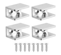 PATIKIL 4 Pcs Adjustable Frameless Glass Shelf Bracket, 8-10 mm Shower Glass Clamp Clip Wall Mounted Zinc Alloy Clamp Holder Rectangular for Wall Wood Shower Acrylic Shelf Brushed, Silver