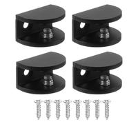 PATIKIL 4 Pcs Adjustable Frameless Glass Shelf Bracket, 8-10 mm Shower Glass Clamp Clip Wall Mounted Zinc Alloy Clamp Holder Half Round for Wall Wood Shower Acrylic Shelf Brushed, Black