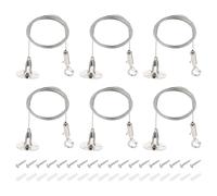 PATIKIL 4 Pcs Adjustable Picture Hanging Wire Kit, 2m/6.6ft Fit for 1.5mm Wire Heavy Duty Stainless Steel Wire Rope Hanger Hardware with Hanging Disc for Hanging Mirrors, Frames