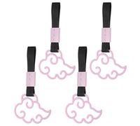 PATIKIL 4 Pcs Car Handle Ring, Cloud Shaped Car Handle Strap Bumper Warning Ring Drift Charm Accessory for Bus Interior Exterior Decoration Bicycle Train, Pink Black Band