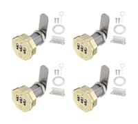 PATIKIL 4 PCS Combination Cabinet Cam Lock, 3-Digit Keyless Metal Locks with 1-1/8Inch Cylinder for Cabinet Drawer Doors Deposit Box Filing Mailbox, Gold