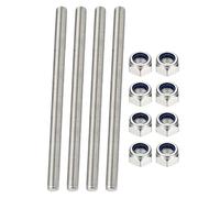 PATIKIL 4 Pcs Fully Threaded Rod, M8 x 160mm 304 Stainless Steel Right Hand Long Thread Bar Studs with Nuts for Pipes Clamps Hangers U-Bolts