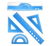 PATIKIL 4 Pcs Geometry Drafting Tool, Aluminum Alloy Geometry Kit Math Tool Includes 20cm L Ruler Protractor Triangles for Drafting Angle Measure Simple Science Experiment, Sky Blue