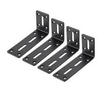 PATIKIL 4 Pcs L Brackets for Wood, 120mm x 60mm 90 Degree L Shaped Brackets Corner Braces Cold Rolled Steel Right Angle Mounts with Screws for Wood Shelves Furniture, Matte Black