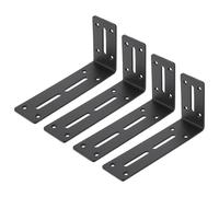 PATIKIL 4 Pcs L Brackets for Wood, 180mm x 90mm 90 Degree L Shaped Brackets Corner Braces Cold Rolled Steel Right Angle Mounts with Screws for Wood Shelves Furniture, Matte Black