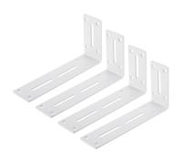 PATIKIL 4 Pcs L Brackets for Wood, 180mm x 90mm 90 Degree L Shaped Brackets Corner Braces Cold Rolled Steel Right Angle Mounts with Screws for Wood Shelves Furniture, Matte White