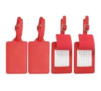 PATIKIL 4 Pcs Luggage Tags, PU Leather Travel Luggage Tags Identifier Suitcase Labels for Baggage Privacy Protection Accessories Ships, Red