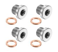 PATIKIL 4 Pcs M10 x 1 Metric Pipe Plug Fitting, 304 Stainless Steel Internal Hex Head Socket Pipe Cap Adapter Connector with Copper Washer for Sealing Oil Gas Water