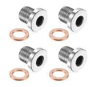 PATIKIL 4 Pcs M12 x 1.5 Metric Pipe Plug Fitting, 304 Stainless Steel Internal Hex Head Socket Pipe Cap Adapter Connector with Copper Washer for Sealing Oil Gas Water