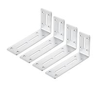 PATIKIL 4 Pcs Metal L-Shape Brackets, 180mm x 90mm (7.09"x3.5") 90 Degree l Bracket Corner Braces Cold Rolled Steel Right Angle Mounts with Screws for Wood Shelves Furniture, Silver