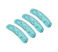 PATIKIL 4 Pcs Natural Stone, 36 x 10 mm Natural Curved Clear Quartz Stone Crystal Handmade Jade Flat Beads for DIY Crafting, Black Line Green Pine