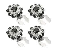 PATIKIL 4 Pcs Rhinestone Button Covers, 17.5mm 11/16" Decorative Buttons Clips Detachable Sewing Kit Replacement for Women Men DIY Crafts Holiday Decor Dress Accessories, Silver Black