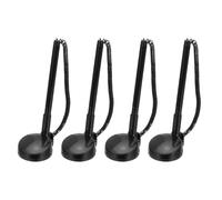 PATIKIL 4 Pcs Secure Pen With Adhesive Chain and Holder, Reception Counter Desktop Black Ink Refills for Desk Workplace Office Home Supplies, Round Base, Pure Black