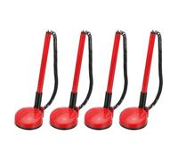 PATIKIL 4 Pcs Secure Pen with Adhesive Chain and Security Pen Holder, Reception Counter Pens Desktop Pen Black Ink Refills for Desk Workplace Office Home Supplies, Round Base, Red