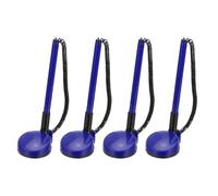 PATIKIL 4 Pcs Secure Pen with Adhesive Chain and Security Pen Holder, Reception Counter Pens Desktop Pen Black Ink Refills for Desk Workplace Office Home Supplies, Round Base, Dark Blue