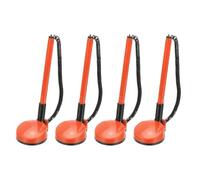 PATIKIL 4 Pcs Secure Pen with Adhesive Chain and Security Pen Holder, Reception Counter Pens Desktop Pen Black Ink Refills for Desk Workplace Office Home Supplies, Round Base, Orange