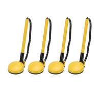 PATIKIL 4 Pcs Secure Pen with Adhesive Chain and Security Pen Holder, Reception Counter Pens Desktop Pen Black Ink Refills for Desk Workplace Office Home Supplies, Round Base, Yellow