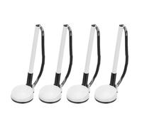 PATIKIL 4 Pcs Secure Pen with Adhesive Chain and Security Pen Holder, Reception Counter Pens Desktop Pen Black Ink Refills for Desk Workplace Office Home Supplies, Round Base, White