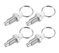 PATIKIL 4 Pcs Spring Plunger with Pull Ring, M12x1.75 Stainless Steel Pull Ring Indexing Plunger Retractable Spring Manual Plungers for Mould Cabinet Industrial Equipment