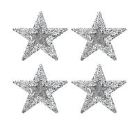 PATIKIL 4 Pcs Star Shape Sew/Iron on Applique Patches, Rhinestone Applique Glitter Crystal Patches for Shoes Clothes Pants Bags Hats Shirts DIY Crafts, Silver Black