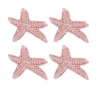 PATIKIL 4 Pcs Starfish Rhinestone Beaded Patch, Starfish Sequin Applique Patches Sew on Fabric Sequin Patch for Clothing Bag Jeans Shoes Hats Jacket DIY Crafts, Pink