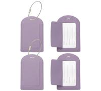 PATIKIL 4 Pcs Suitcase Tags, Purple Leather Luggage Name Tags Travel Accessories Airplane Travel Essentials for Flying Hotel Check in Luggage Bags Men Women, Sideways Flip