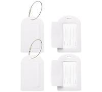 PATIKIL 4 Pcs Suitcase Tags, White Leather Luggage Name Tags Travel Accessories Airplane Travel Essentials for Flying Hotel Check in Luggage Bags Men Women, Sideways Flip