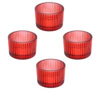 PATIKIL 4 Pcs Tealight Candle Holder, Tea Lights Candle Holder Glass Votive Candle Holders Glass Candle Holders for Table Centerpiece Decor Wedding Dinner Party, Red