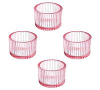 PATIKIL 4 Pcs Tealight Candle Holder, Tea Lights Candle Holder Glass Votive Candle Holders Glass Candle Holders for Table Centerpiece Decor Wedding Dinner Party, Pink
