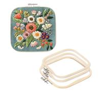 PATIKIL 4 Pieces 2 Sizes Square Embroidery Hoops, Adjustable Bamboo Cross Stitch Hoops Ring Embroidery Frame Punch Needle Hoop for Sewing, Needlework, DIY Sewing Craft Decoration