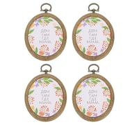 PATIKIL 4 Pieces 3"x2.4" Embroidery Hoops Frame Imitated Wood Oval Cross Stitch Hoop Ring for Embroidery Art Craft Handy Sewing Decoration