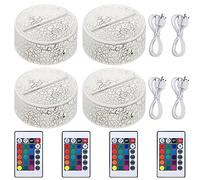 PATIKIL 4 Pieces 3D LED Lamp Base Crack Pattern Night Light Base 16 Color Light Display Base Battery or USB Operated Remote Control Light Stand Base for Christmas, Birthday