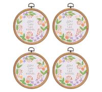 PATIKIL 4 Pieces 4.2" Embroidery Hoops Frame Imitated Wood Circle Cross Stitch Hoop Ring for Embroidery Art Craft Handy Sewing Decoration