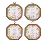 PATIKIL 4 Pieces 4.5" x 4.5" Octagonal Embroidery Hoops Frame Round Imitated Wood Circle Cross Stitch Hoop Ring for Embroidery Art Craft Handy Sewing Decoration, Brown
