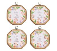 PATIKIL 4 Pieces 5.9" x 5.9" Octagonal Embroidery Hoops Frame Round Imitated Wood Circle Cross Stitch Hoop Ring for Embroidery Art Craft Handy Sewing Decoration, Brown