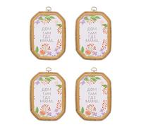 PATIKIL 4 Pieces 6.7" x 4.3" Rectangular Embroidery Hoops Frame Round Imitated Wood Circle Cross Stitch Hoop Ring for Embroidery Art Craft Handy Sewing Decoration, Brown