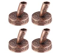 PATIKIL 4 Pieces Vintage Round Metal Pen Holder, Insertion Pen Stand Desktop Pens Base for Office Supplies Wedding Bridal Engagement Guests Book, Red Bronze