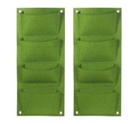 PATIKIL 4 Pocket Vertical Hanging Grow Bags, 2 Pack Wall Mounted Felt Fabric Planters, Green, 63.5 x 25.4 x 20 cm, Indoor/Outdoor