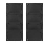 PATIKIL 4 Pockets Vertical Hanging Grow Bags, 2 Pcs Wall Hanging Planter Bags Wall-Mounted Felt Fabric Planting Grow Bags for Garden Home Decoration, Black