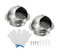 PATIKIL 4" Round Soffit Air Vents, 2 Set Stainless Steel Louver Grille Vent Cover Screen Mesh Grill Hood for Kitchen Bathroom Wall Ceiling Floor Ventilation